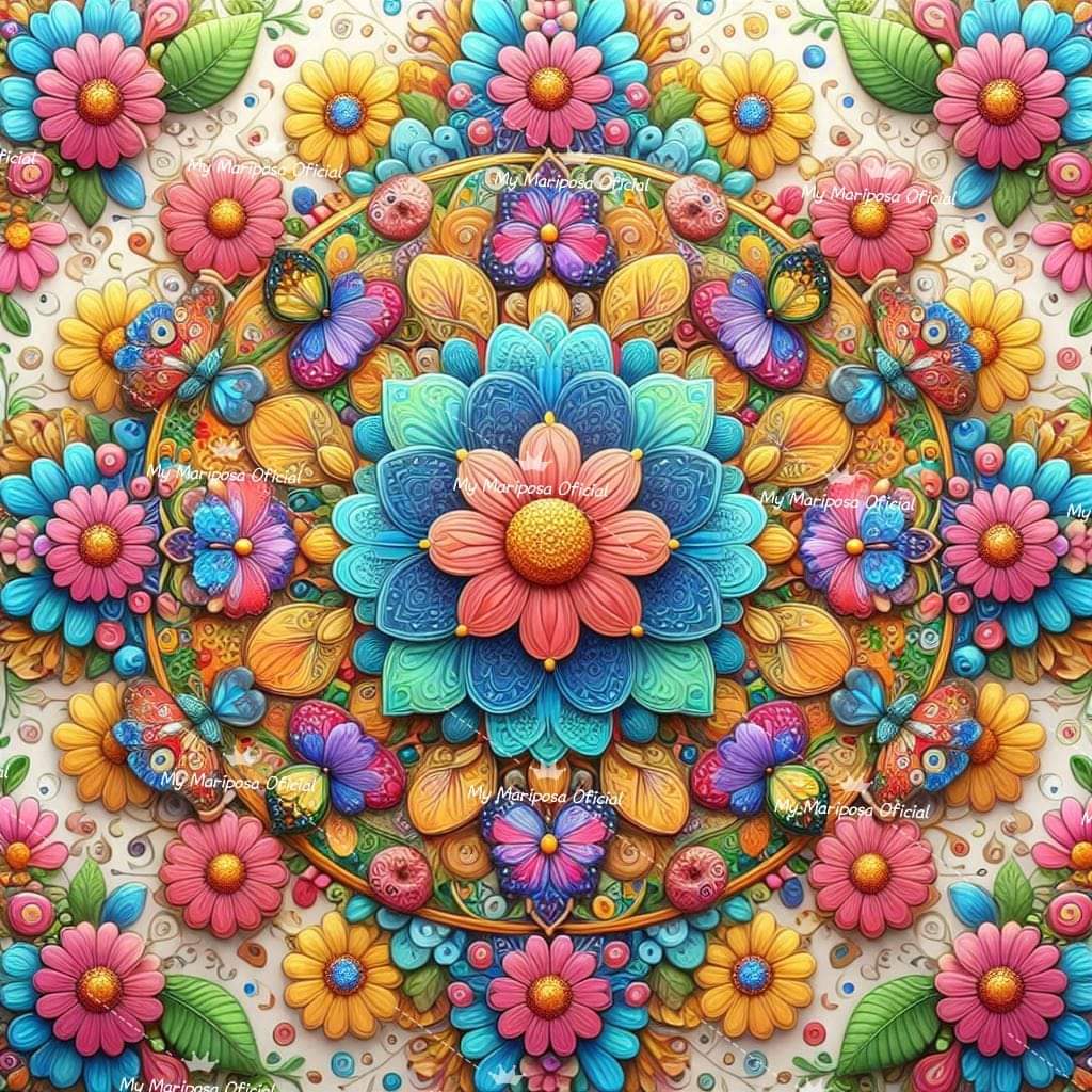 Tela Mandala Florido 50x50cm - 2168