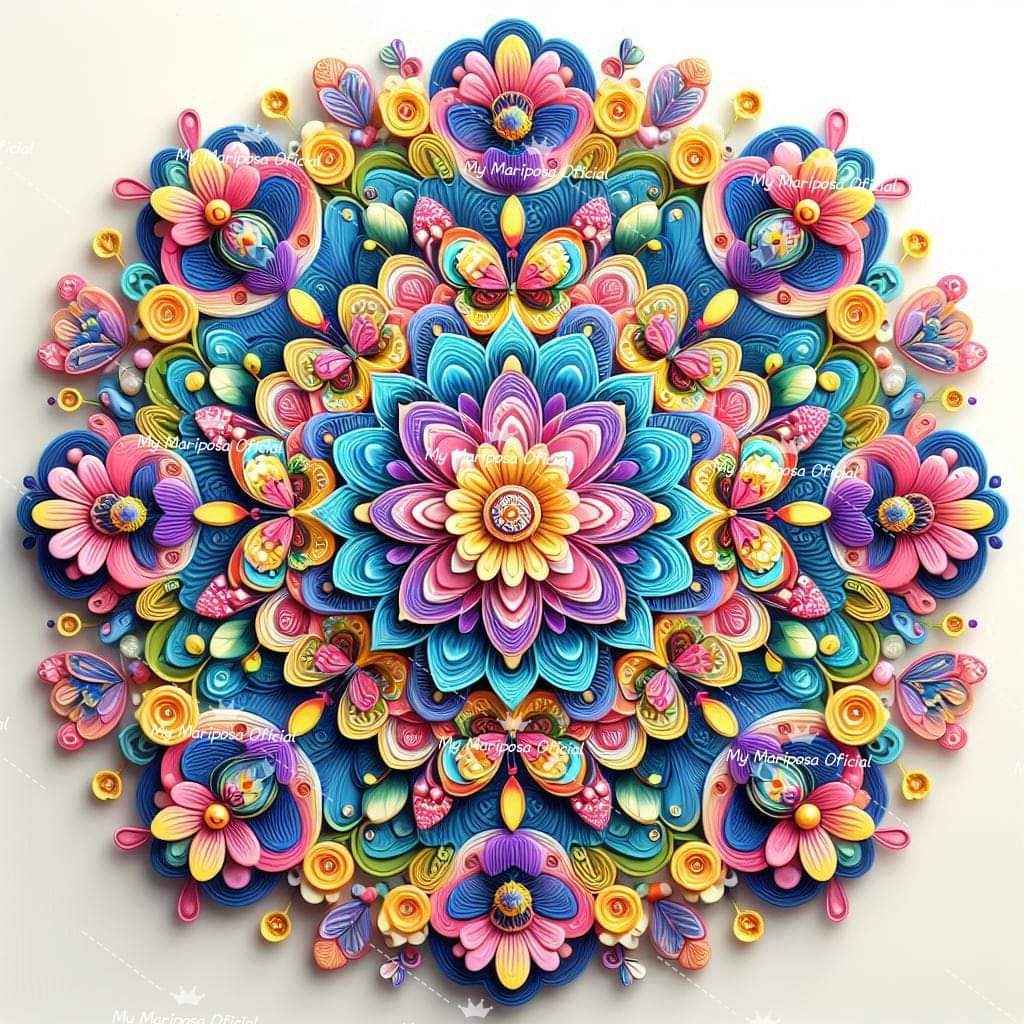 Tela Mandala Grande Cheio de Cor 50x50cm - 2174