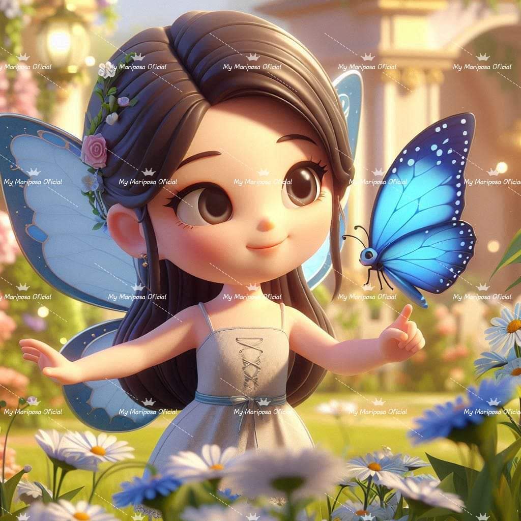 Tela Fada e sua Amiga Borboleta 40x40cm - 2183