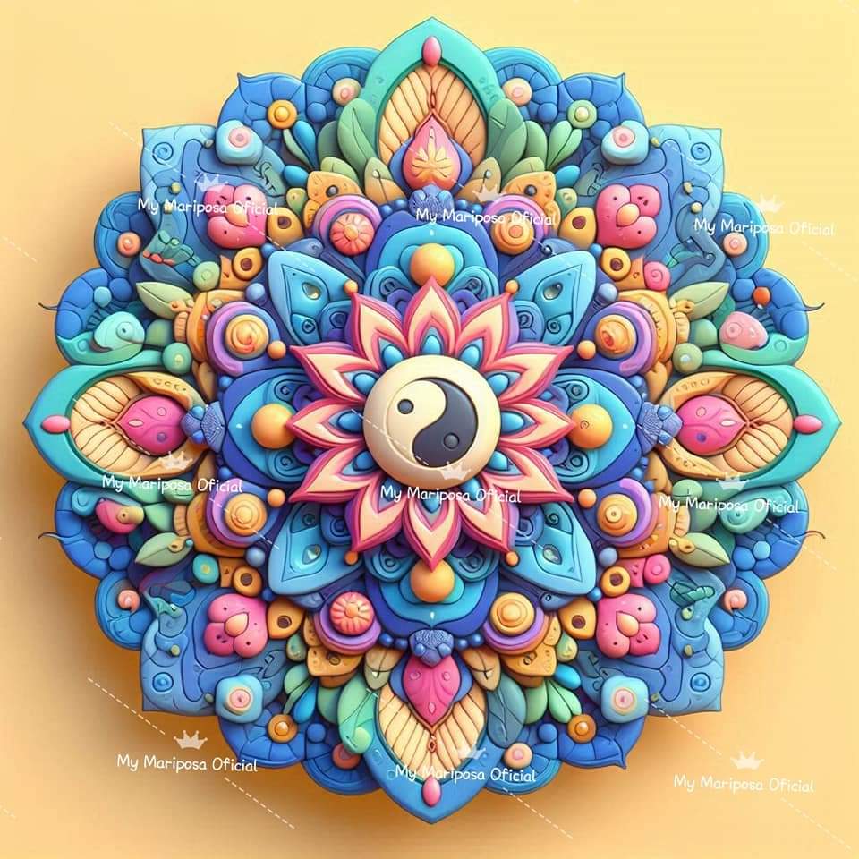 Tela Mandala Amarela 30x30cm - 2202