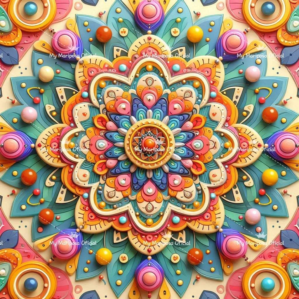 Tela Mandala Gotas 30x30cm - 2203