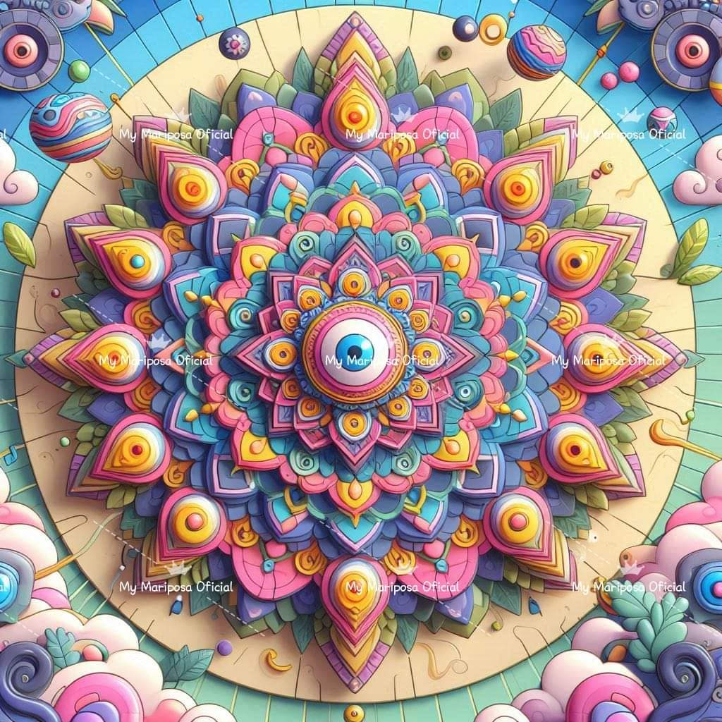 Tela Mandala Olho 30x30cm - 2205