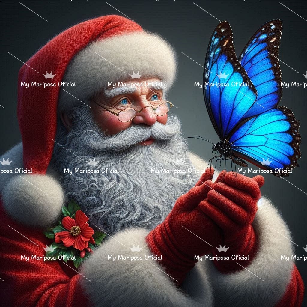 Tela Pai Natal Mariposa 50x50cm - 2215