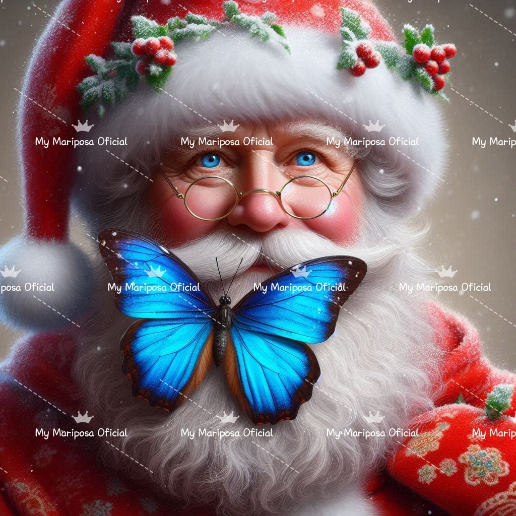 Tela Pai Natal com Mariposa 50x50cm - 2216