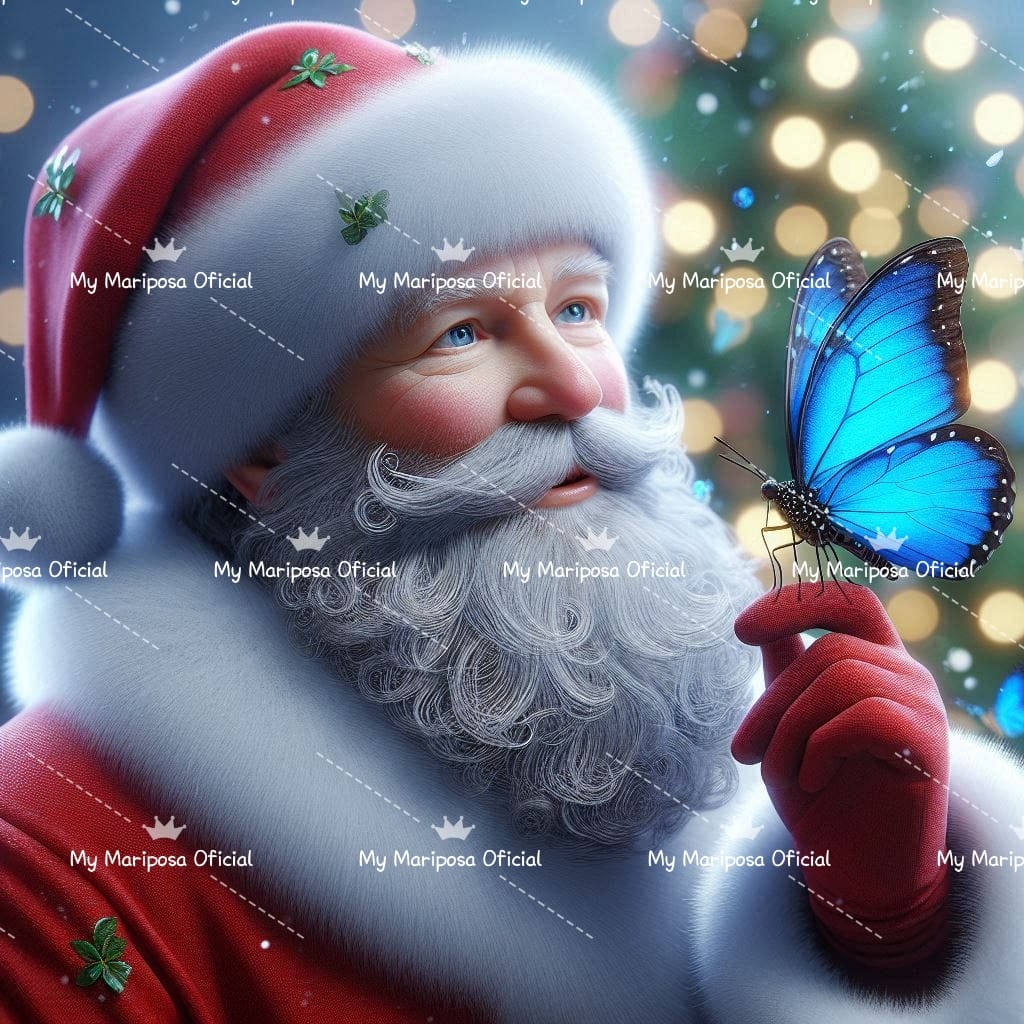 Tela Pai Natal Borboleta 50x50cm - 2217