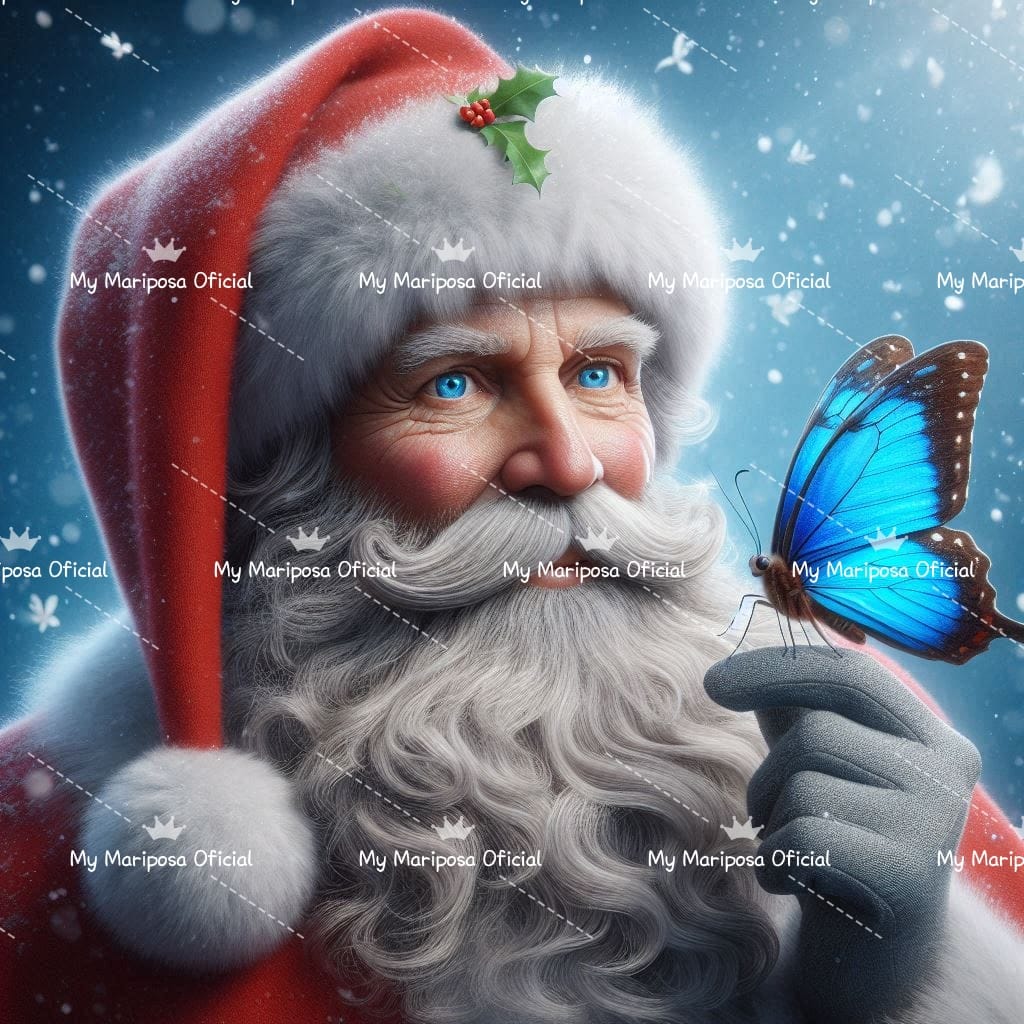 Tela Pai Natal Borboleta Azul 50x50cm - 2218