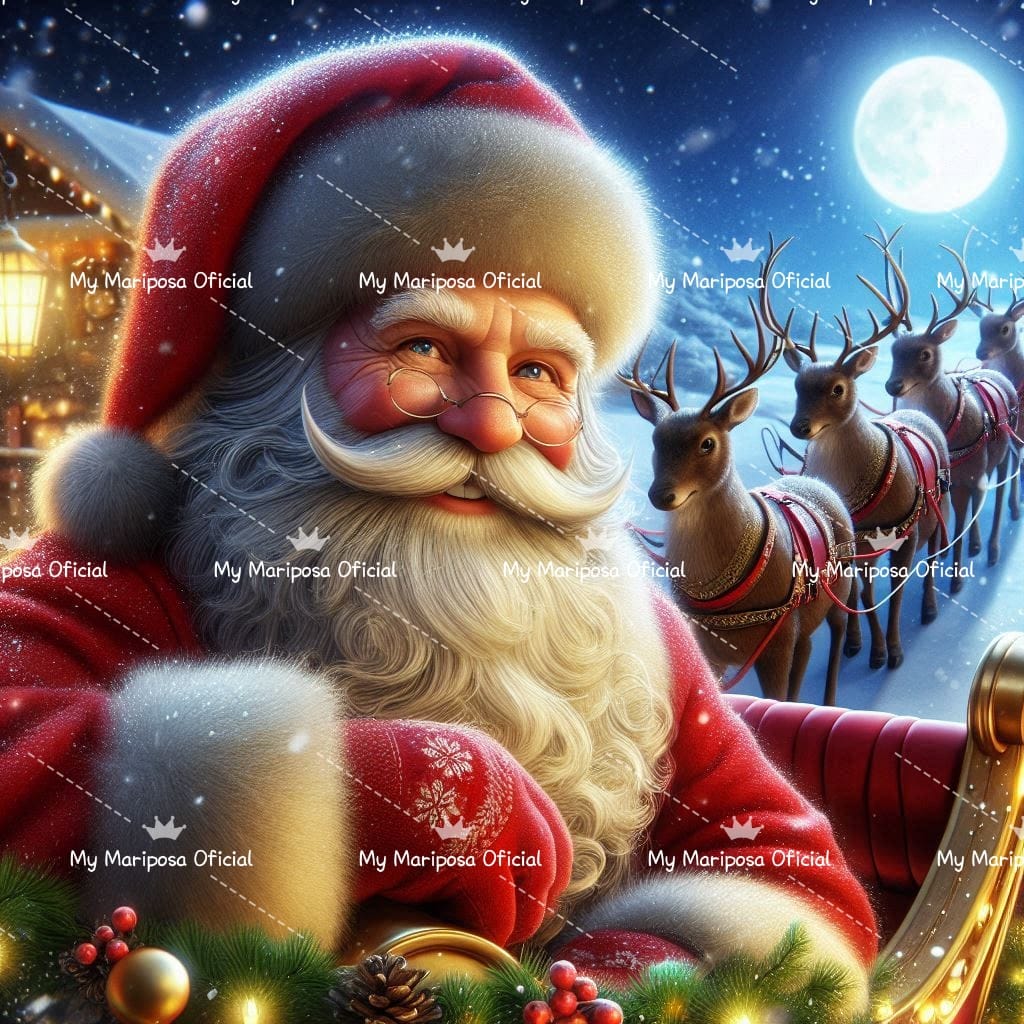 Tela Pai Natal e as Renas 50x50cm - 2220