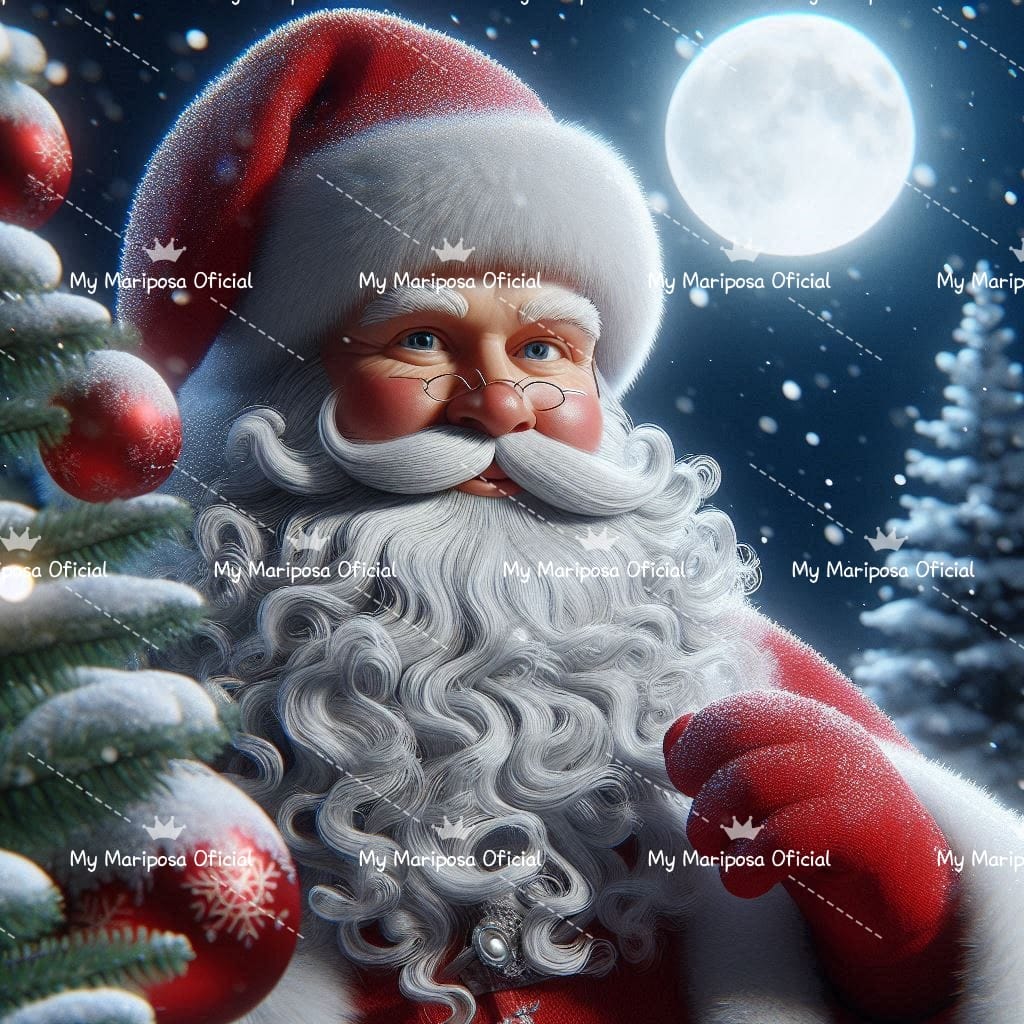 Tela Pai Natal noite Branca 50x50cm - 2221