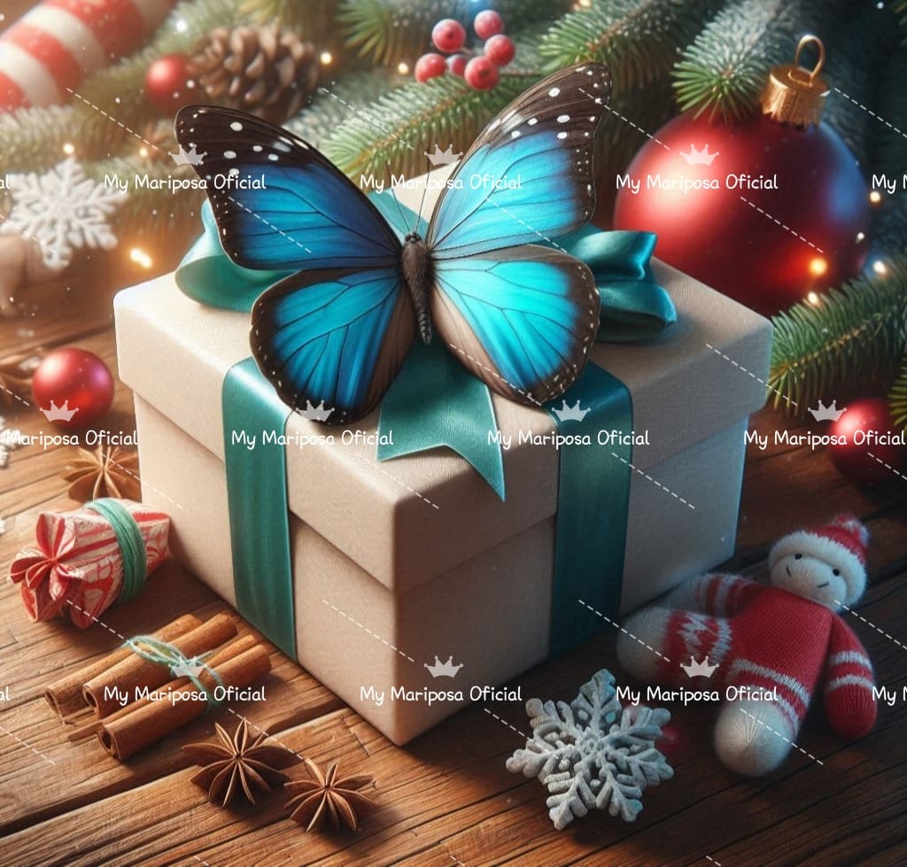 Tela Presente Borboleta turquesa 40x40cm - 2222