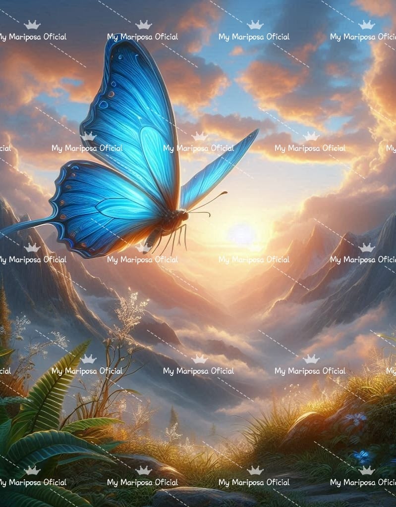 Tela Mariposa Por do Sol 40x50cm - 2235