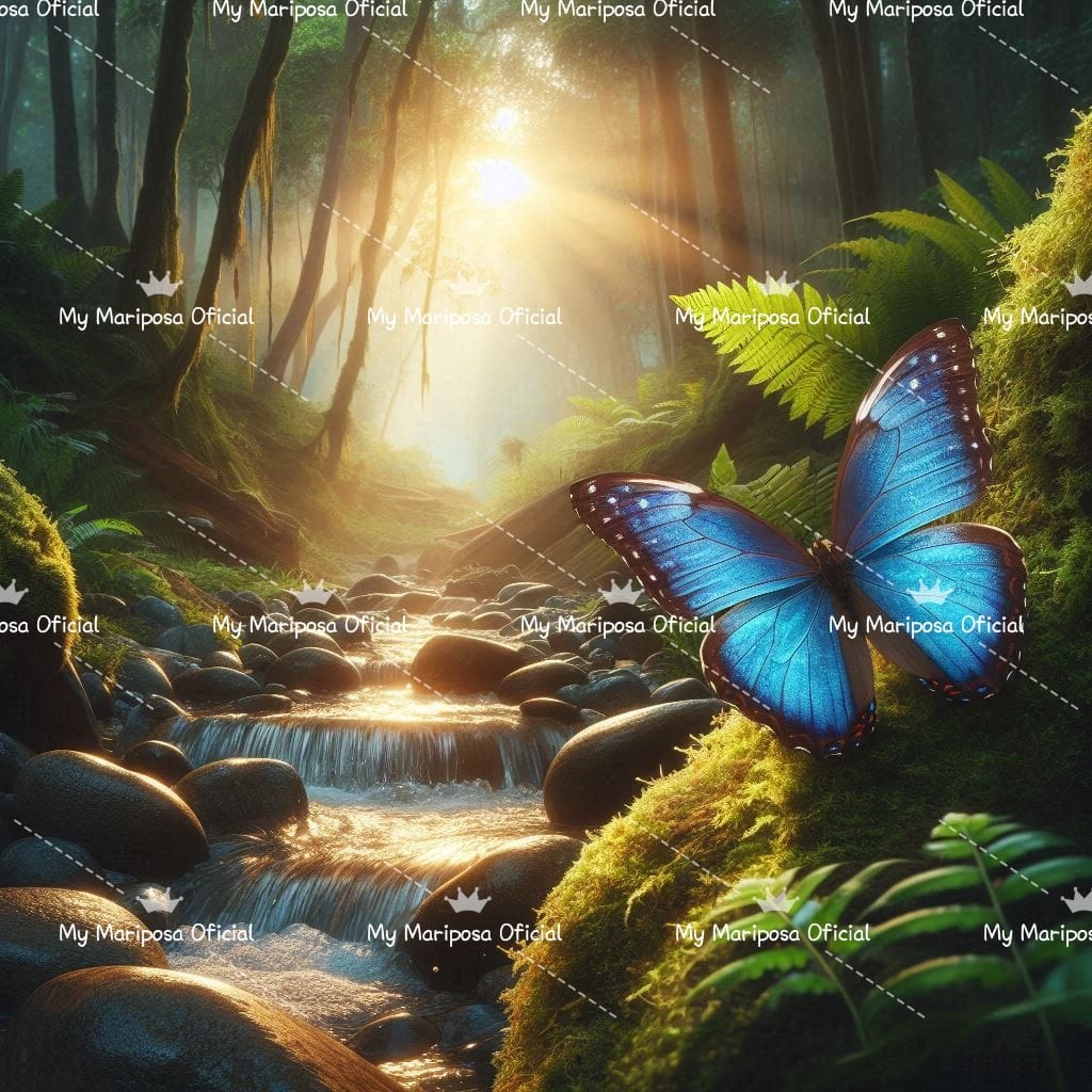 Tela Borboleta Azul no Rio 50x50cm - 2236