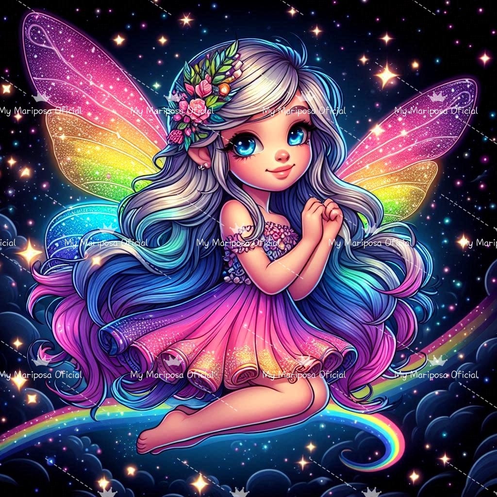 Tela Fada Arco-íris 50x50cm - 2239