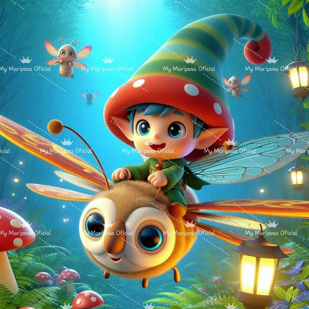 Tela Duende Voador  40x40cm - 2249