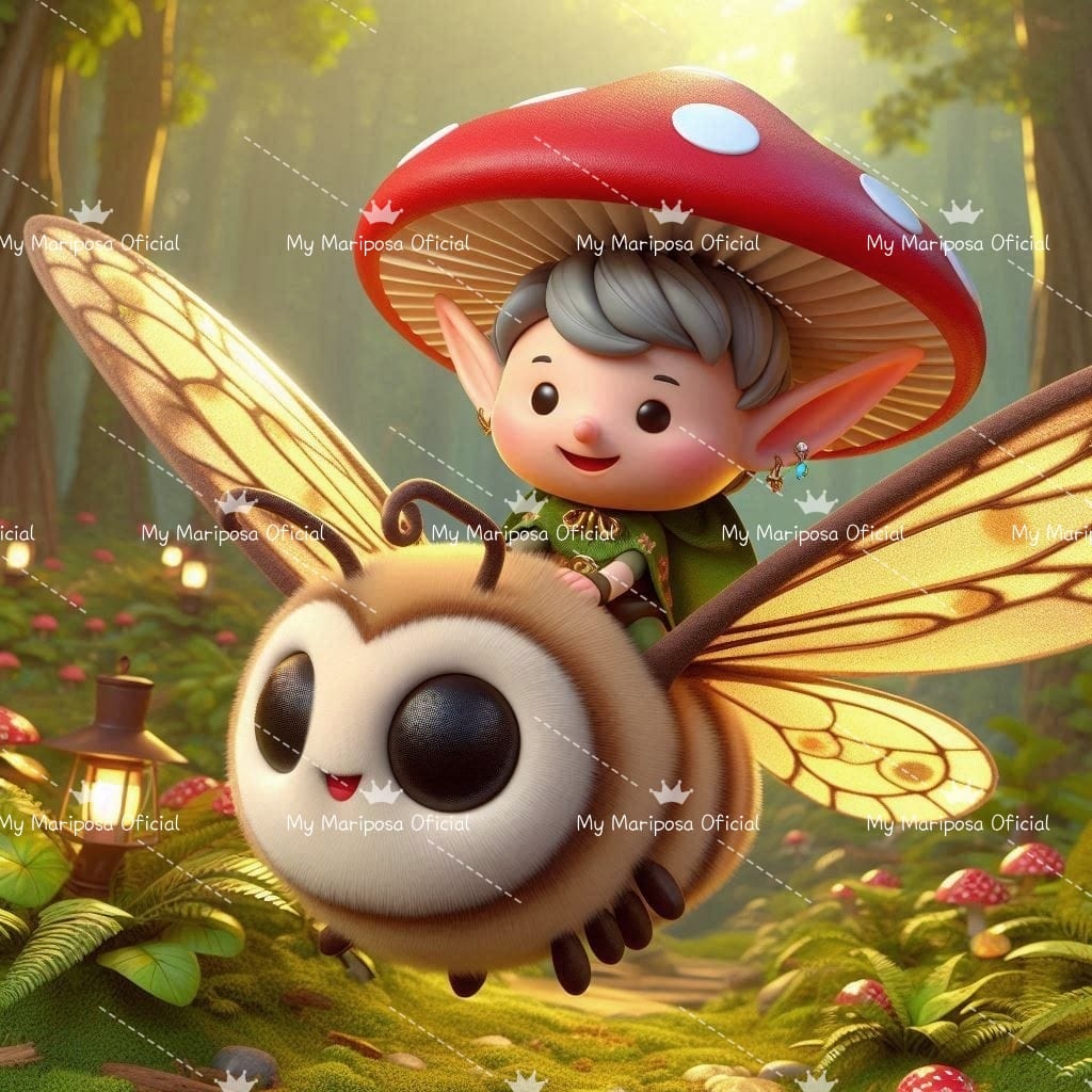 Tela Duende Chapéu de Cogumelo 40x40cm - 2250