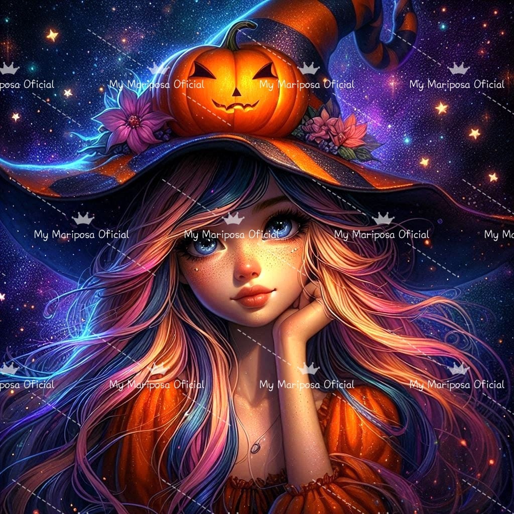 Tela Bruxinha e Abobora 50x50cm - 2260