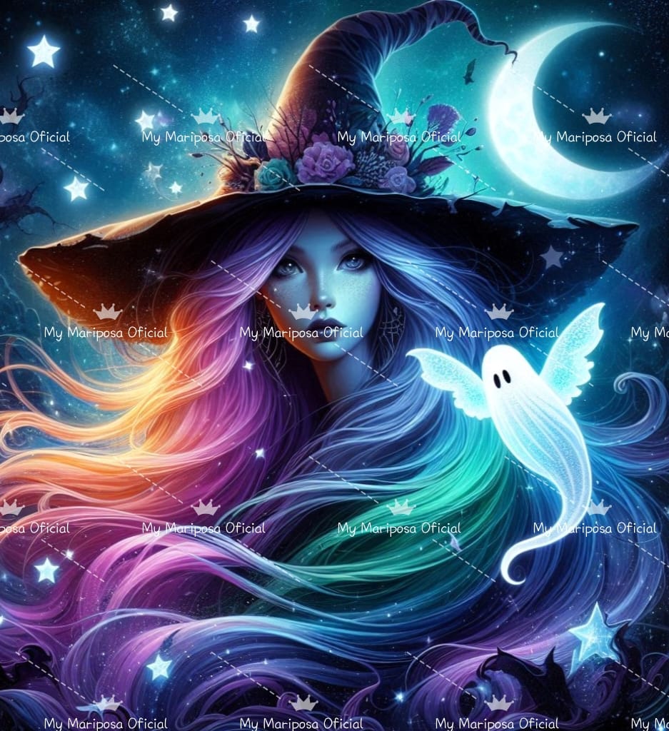 Tela Bruxinha colorida 50x50cm - 2262