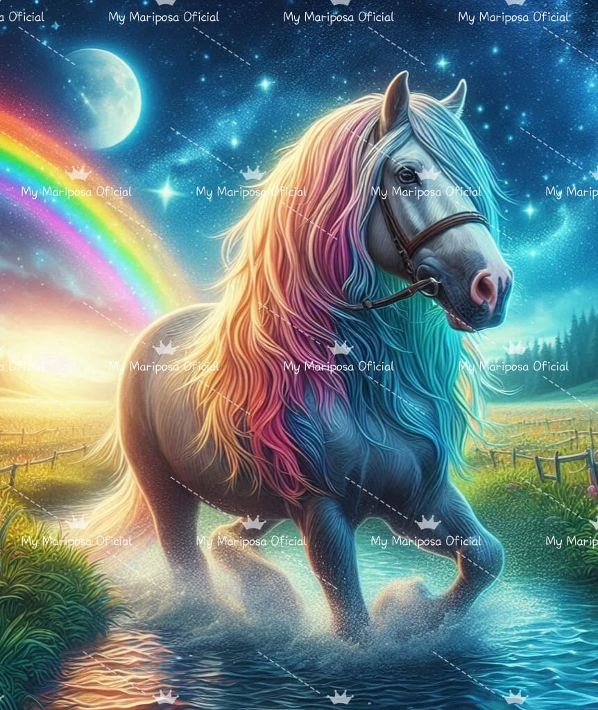 Tela Cavalo e o Arco-íris 40x50cm - 2274