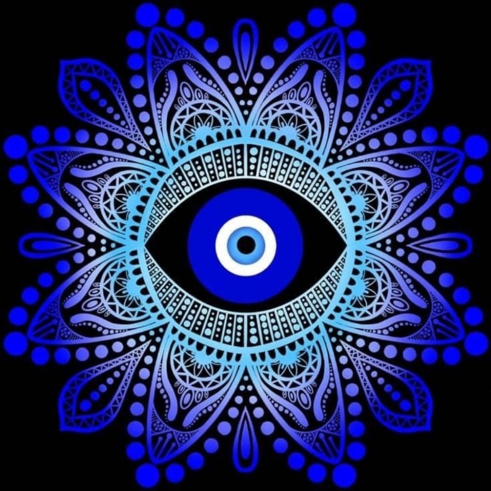 Tela Mandala Azul 40x40cm Diamantes Redondos AB