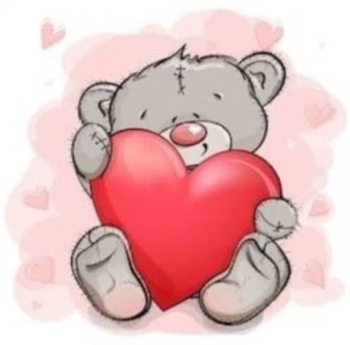 Tela Ursinho com Coração Grande 30x30cm Diamantes Redondos Pó de Fada