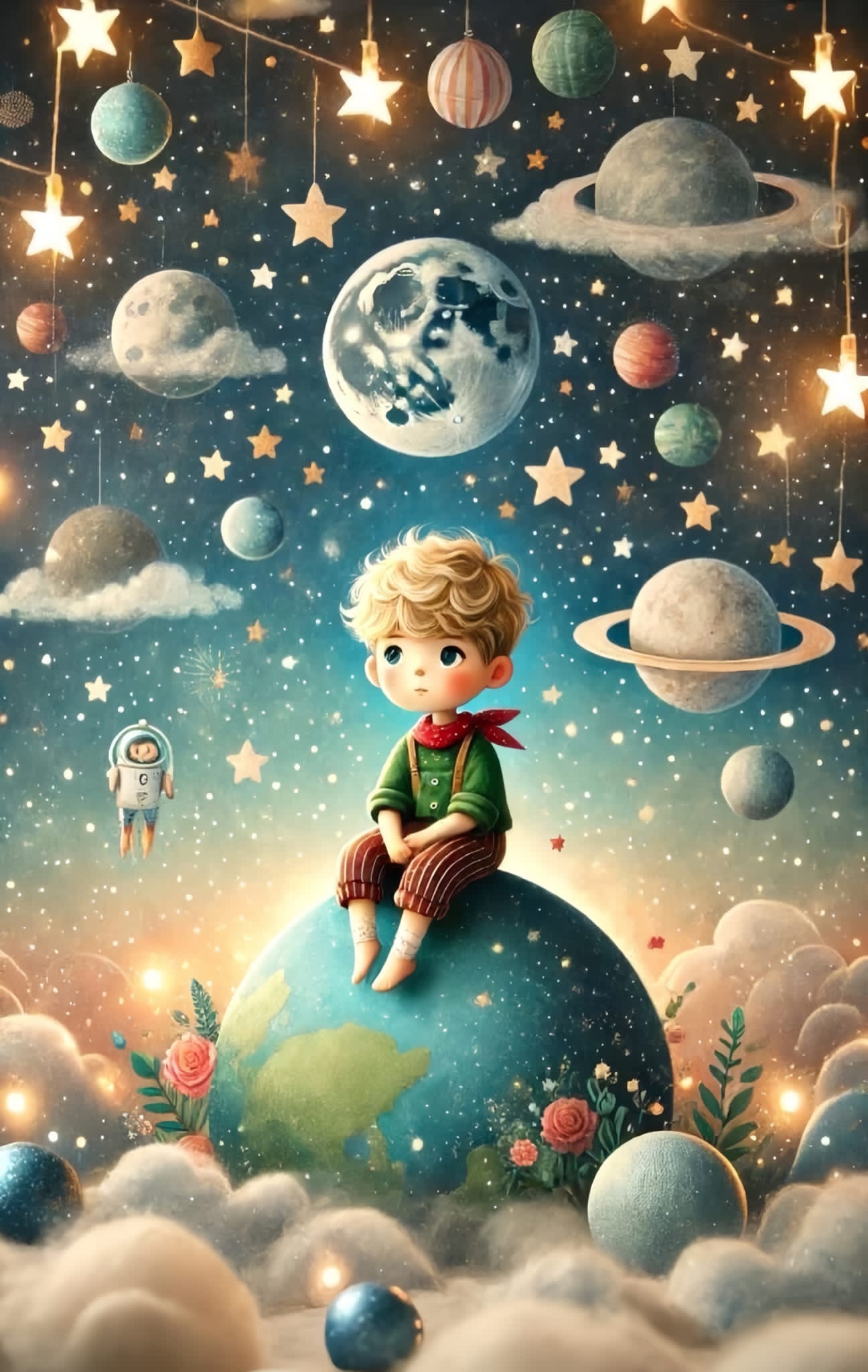 Tela O Pequeno Príncipe 50x70cm Diamantes Quadrados AB