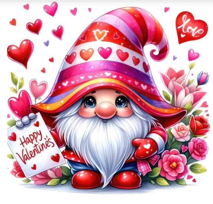 Tela Gnomo do Amor 30x30cm Diamantes Redondos Pó de Fada