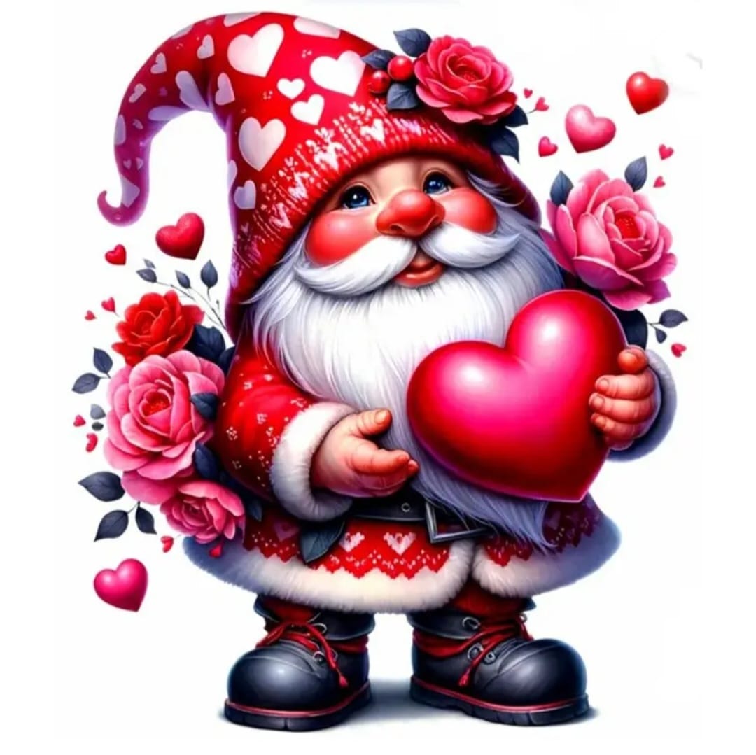 Tela Gnomo do Amor 30x30cm Diamantes Redondos Pó de Fada