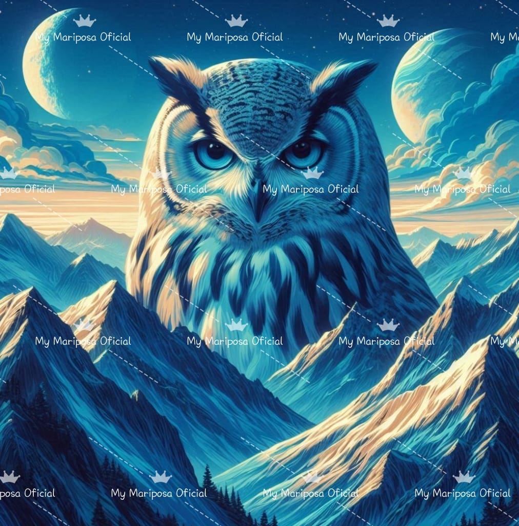 Tela Coruja Azul 50x50cm - 2289