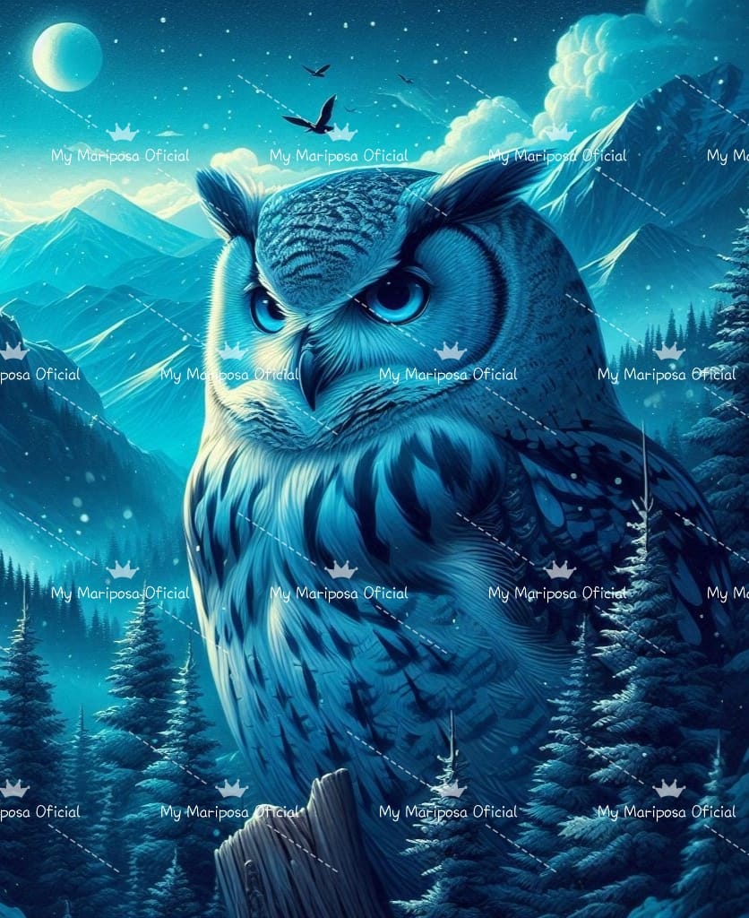 Tela Coruja e a Lua 40x50cm - 2291