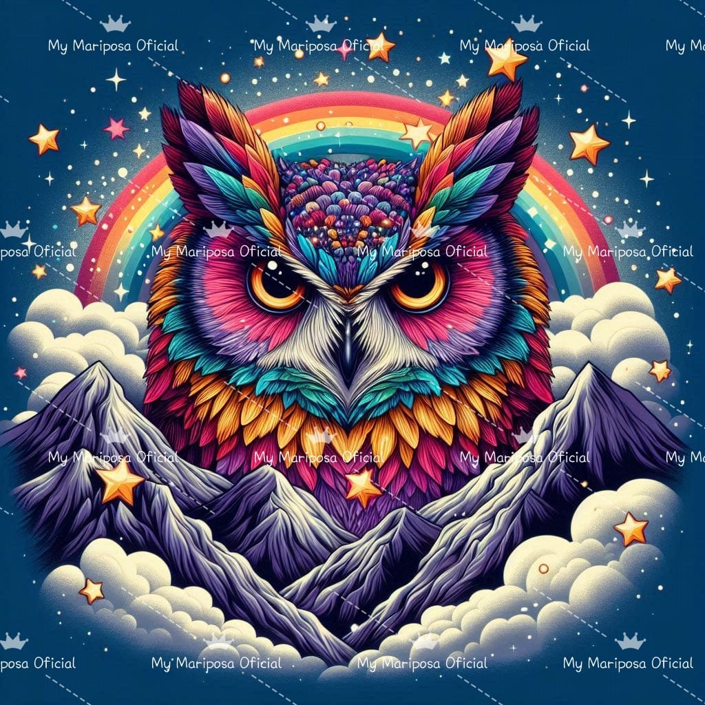 Tela Coruja e Estrelas 40x40cm - 2285