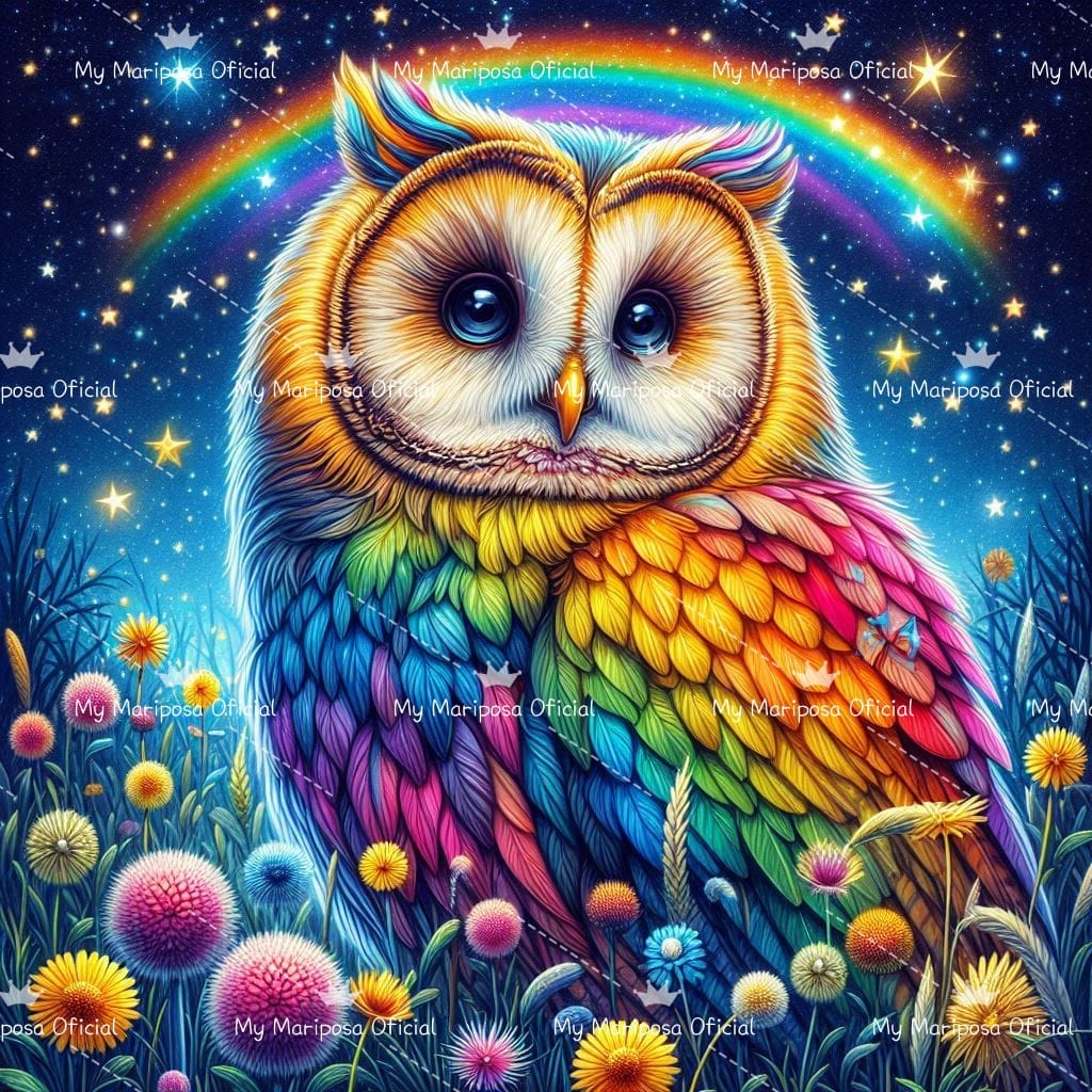 Tela Coruja Multicolor 50x50cm - 2297