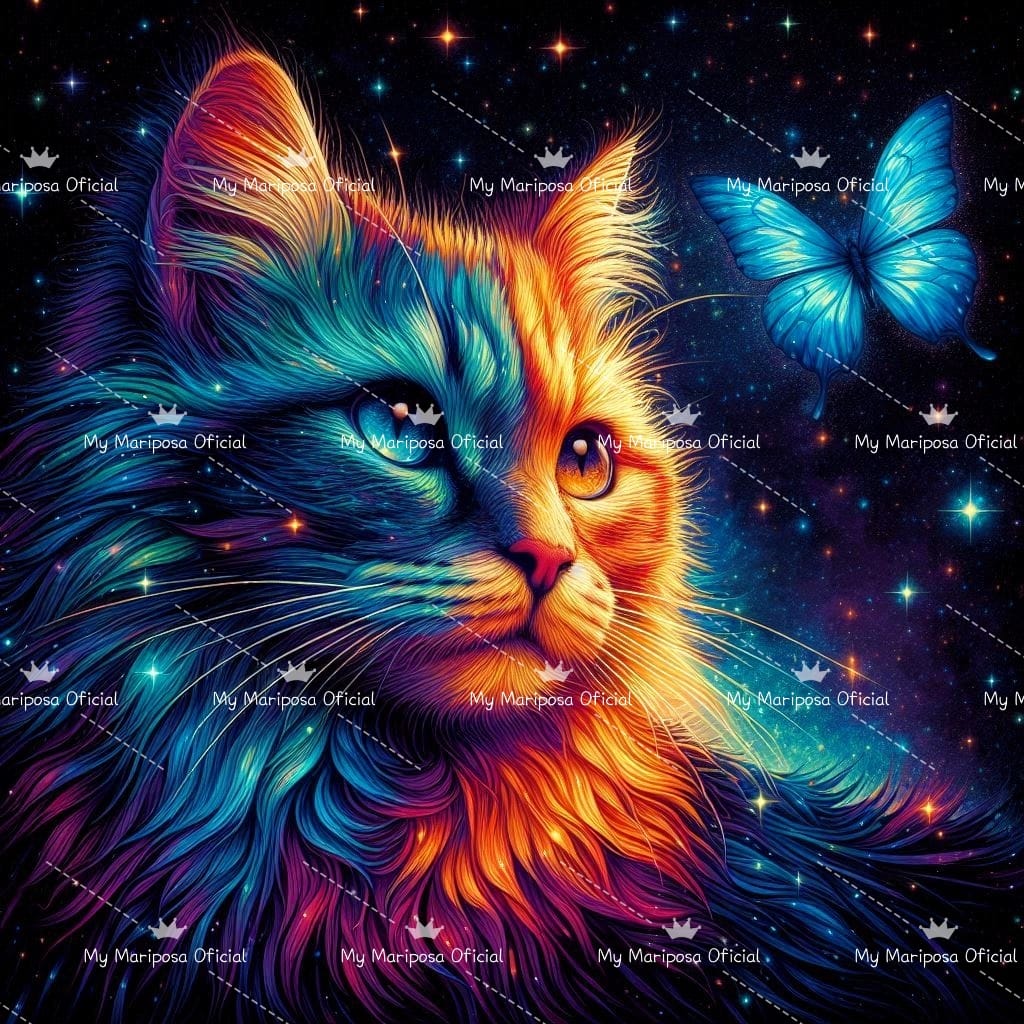 Tela Gato Degradê 40x40cm - 2304