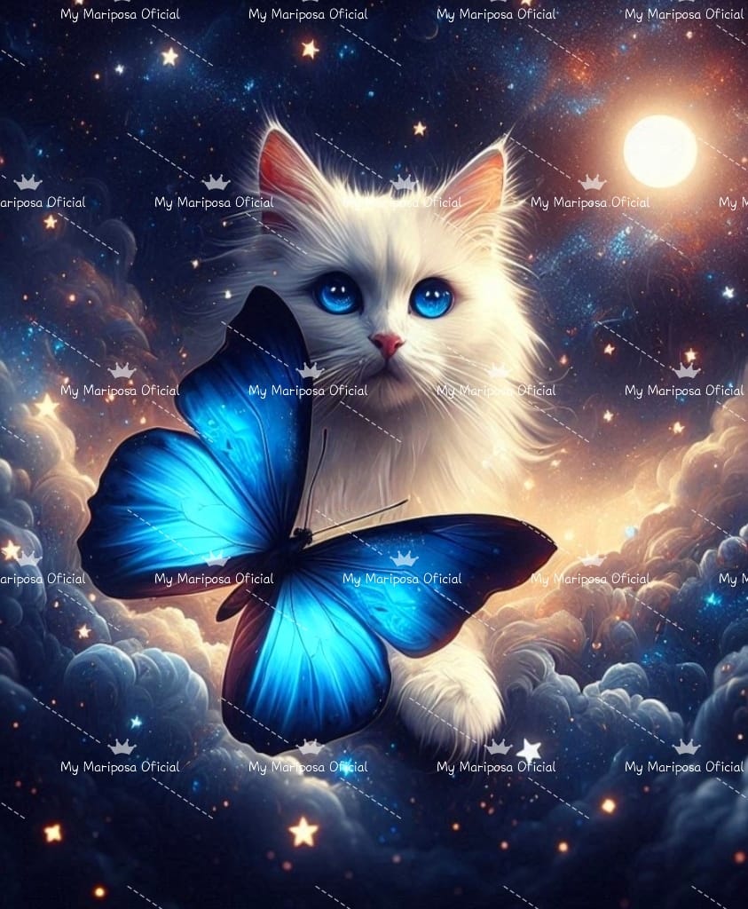 Tela Gato e a Mariposa 40x50cm - 2307