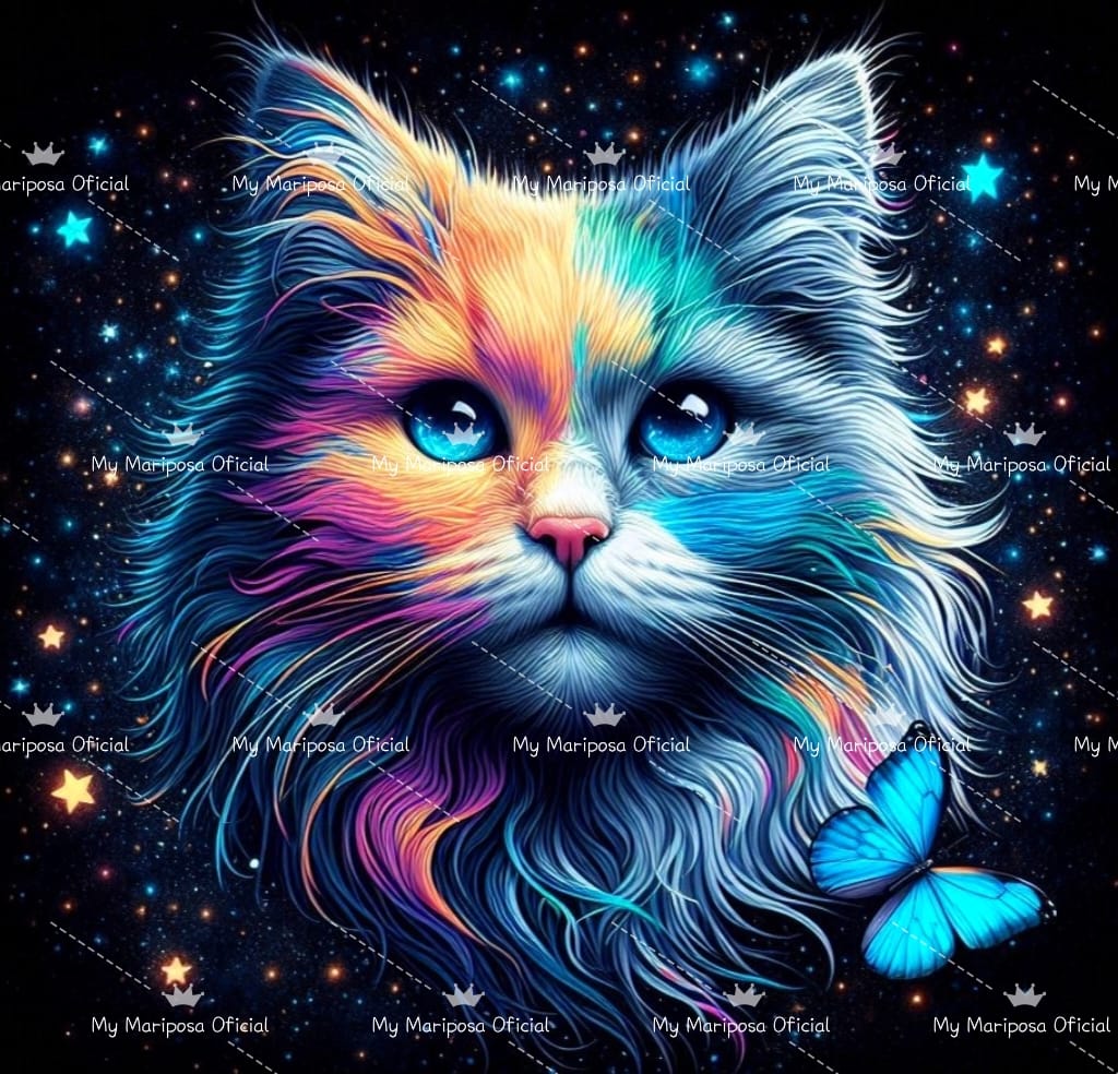 Tela Gato Multicolor 40x40cm - 2308