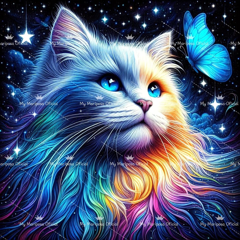 Tela Gato olhos Azuis 40x40cm - 2310