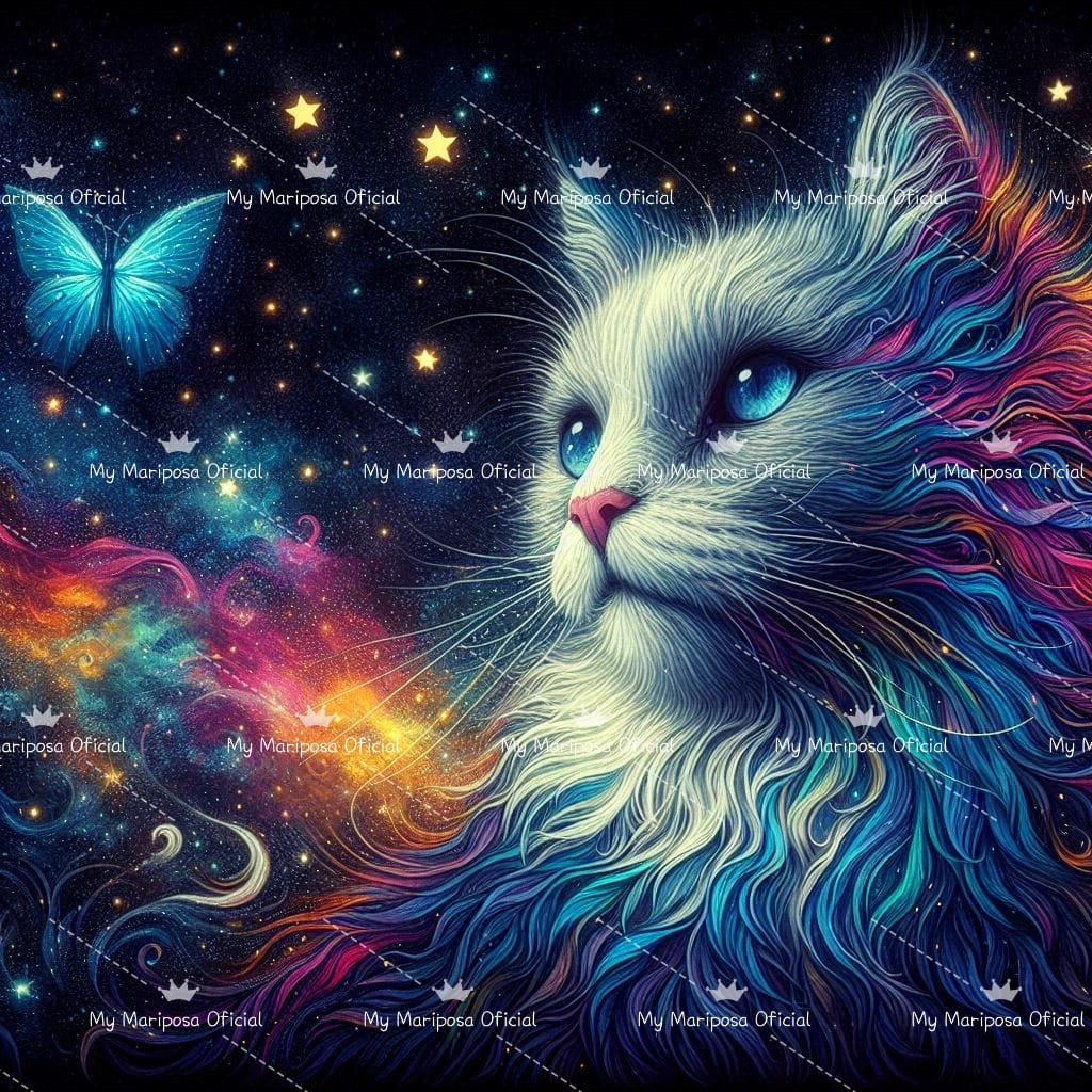 Tela Gato Aurora Boreal 50x50cm - 2311