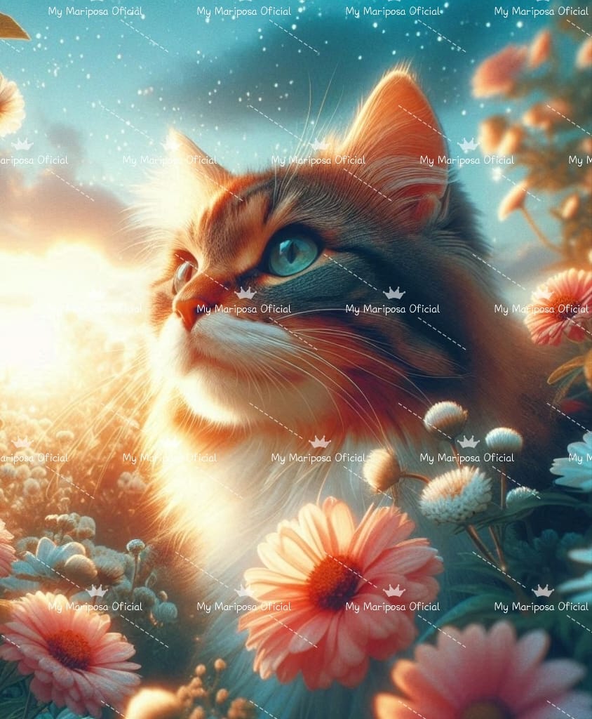 Tela Gato Margarida 40x50cm - 2312