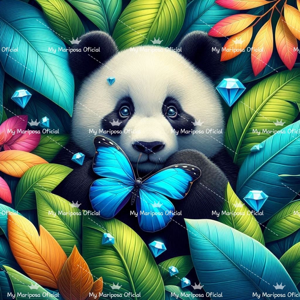 Tela Panda Mariposa 50x50cm - 2316