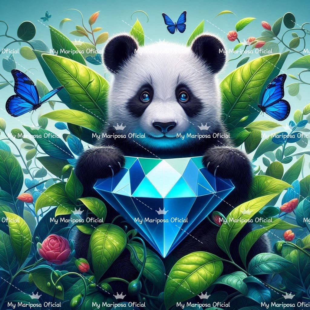 Tela Panda Diamante 50x50cm - 2318