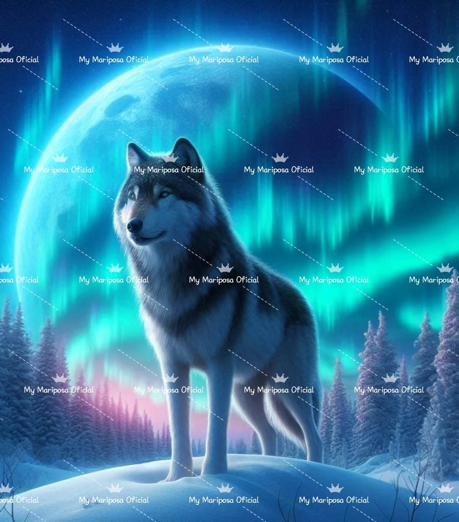 Tela Lobo e a Lua 40x50cm - 2324