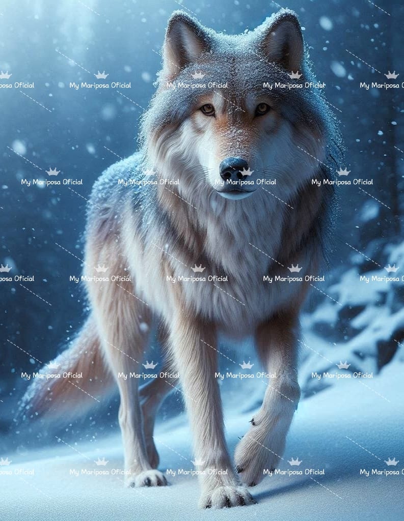 Tela Lobo na Floresta 40x50cm - 2325