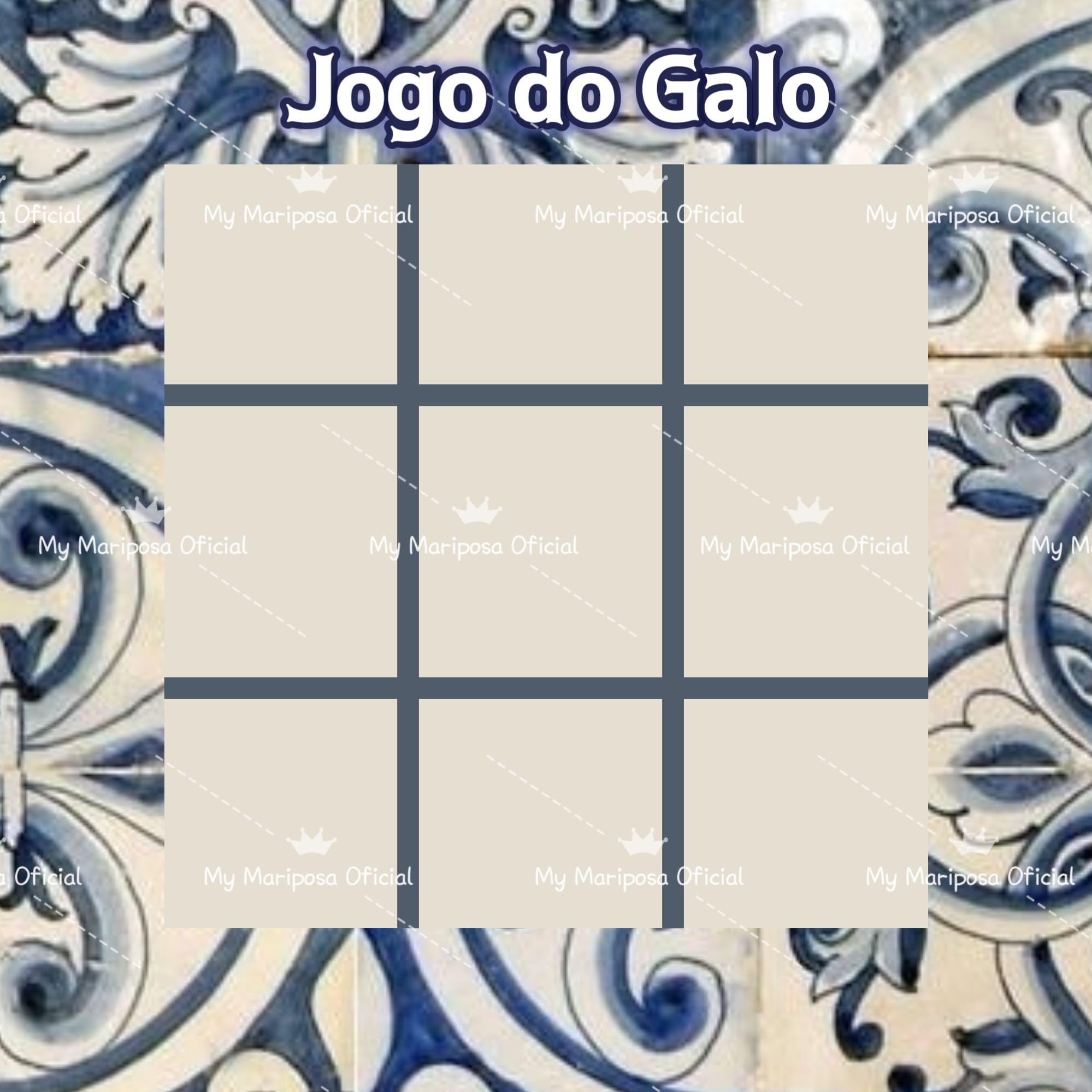 Tela "Jogo do Galo" com Azulejos Azul 30x30cm Diamantes Redondos AB (2453)