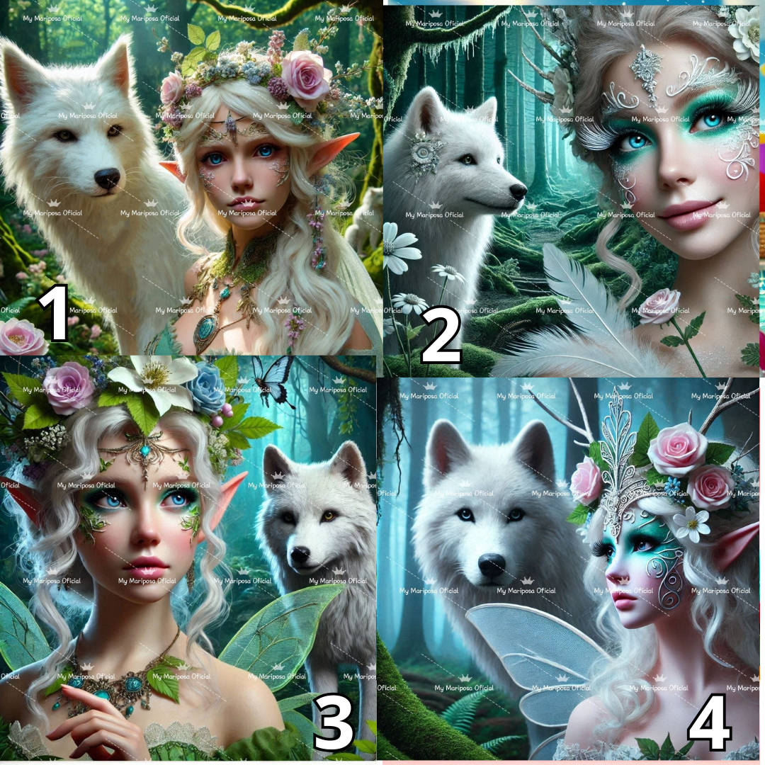 Tela Coleção Fada com o Lobo - 50x50cm (2482)