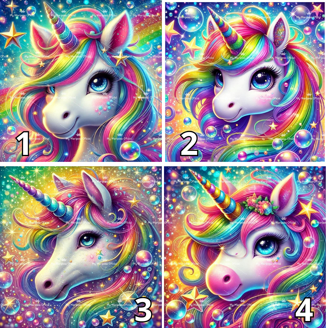 Tela Coleção Unicórnio Arco-íris  - 40x40cm (2486)