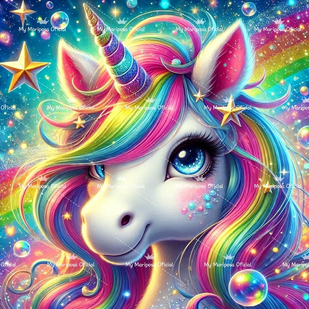 Tela Coleção Unicórnio Arco-íris  - 40x40cm (2486)