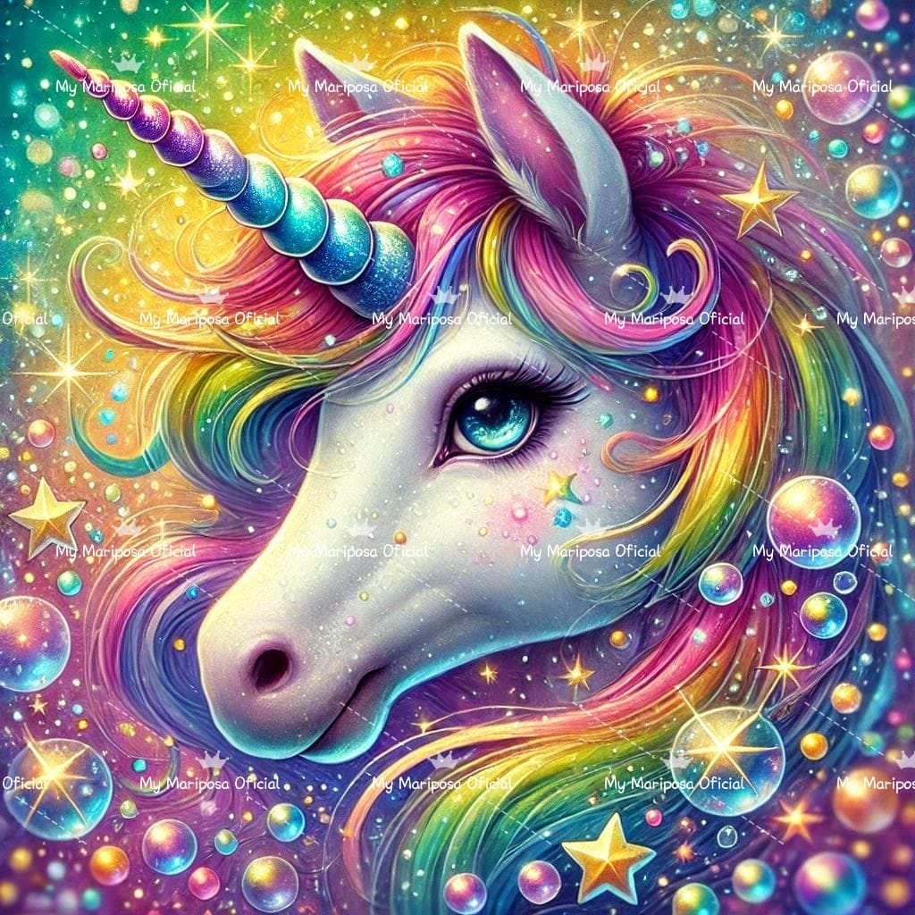 Tela Coleção Unicórnio Arco-íris  - 40x40cm (2486)