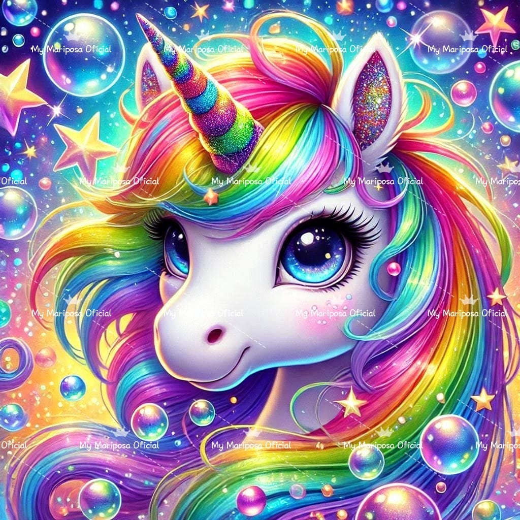 Tela Coleção Unicórnio Arco-íris  - 40x40cm (2486)