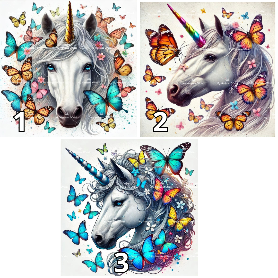 Tela Coleção Unicórnio Borboletas - 40x40cm (2489)