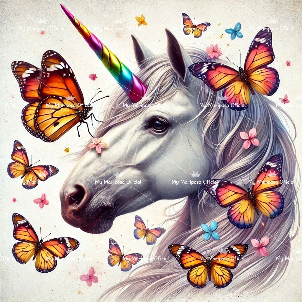 Tela Coleção Unicórnio Borboletas - 40x40cm (2489)