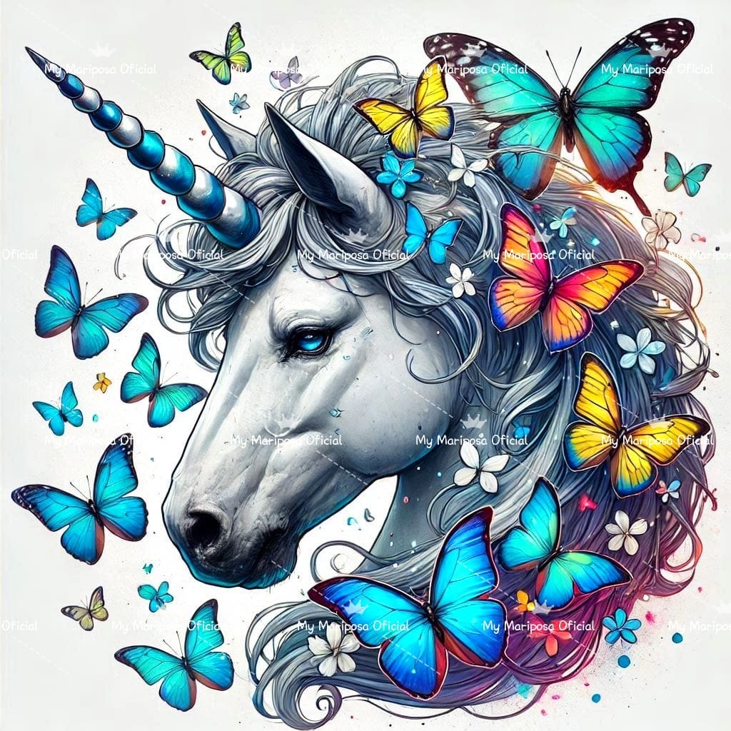 Tela Coleção Unicórnio Borboletas - 40x40cm (2489)