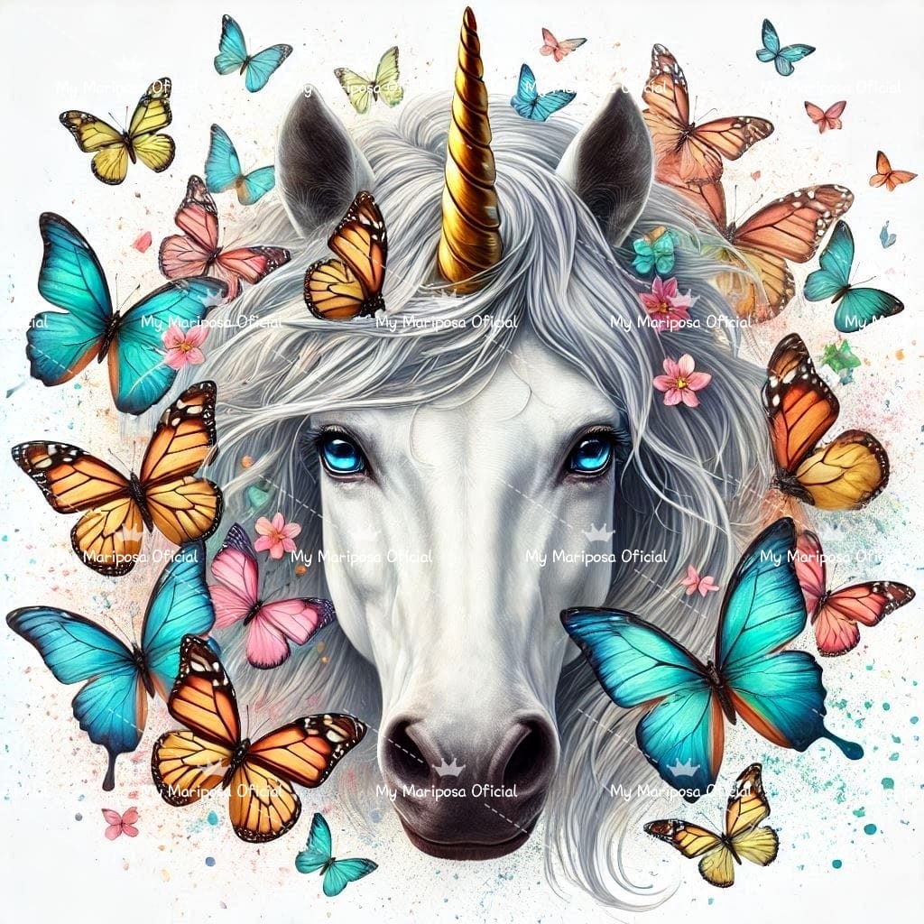 Tela Coleção Unicórnio Borboletas - 40x40cm (2489)